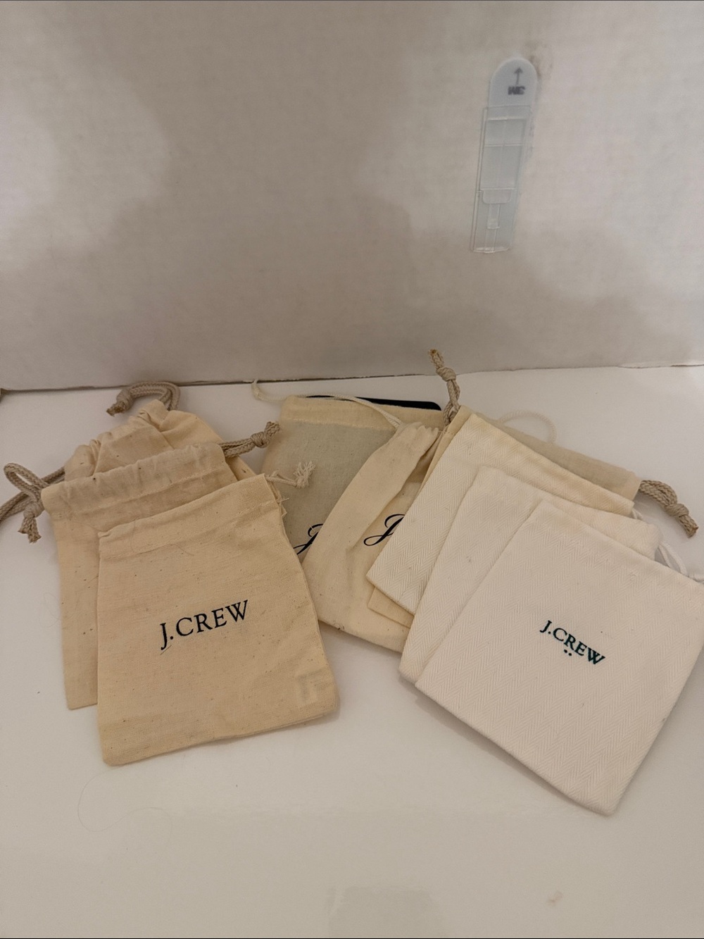 J. Crew Natural Canvas Drawstring and Pouch Set - 9 bags Cream